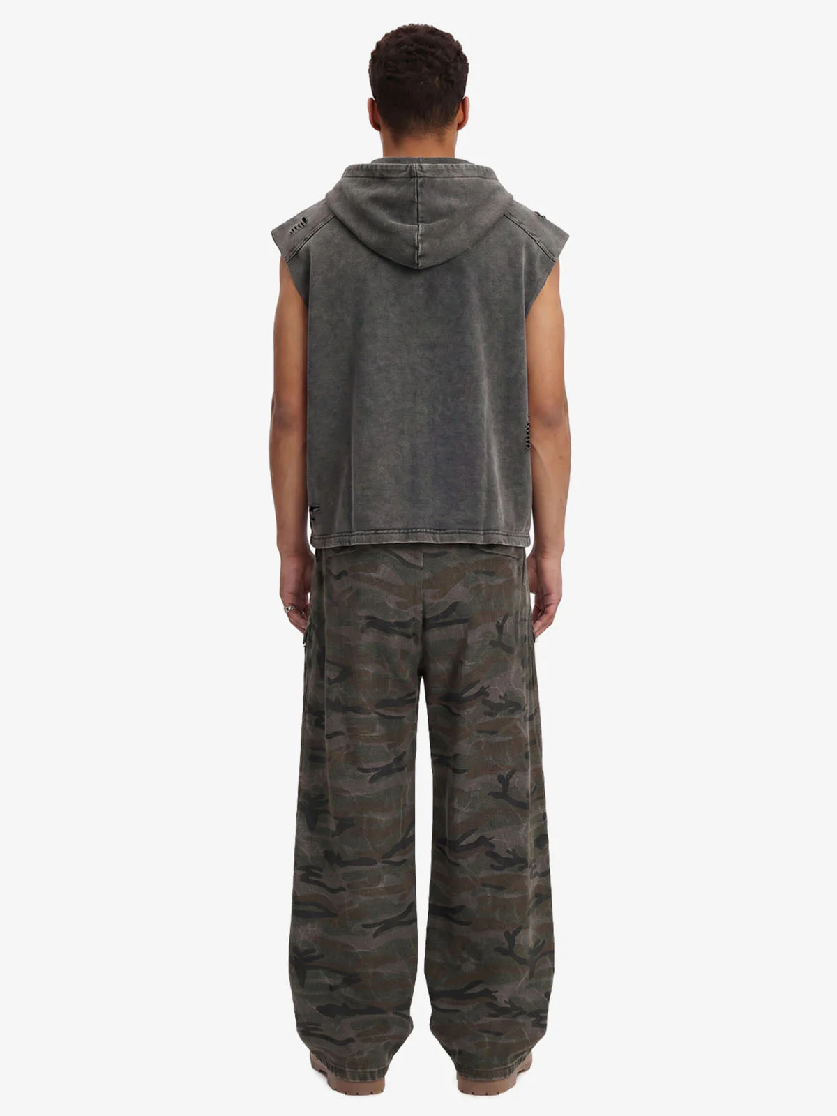 Distressed Washed Sleeveless Hoodie - Image 6