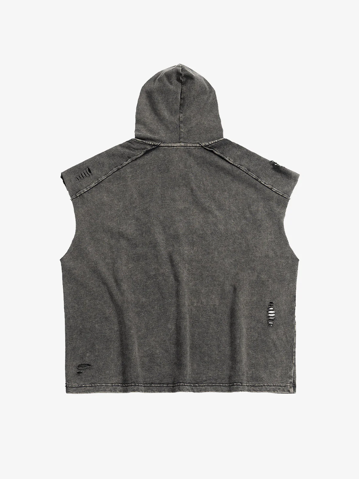 Distressed Washed Sleeveless Hoodie - Image 7