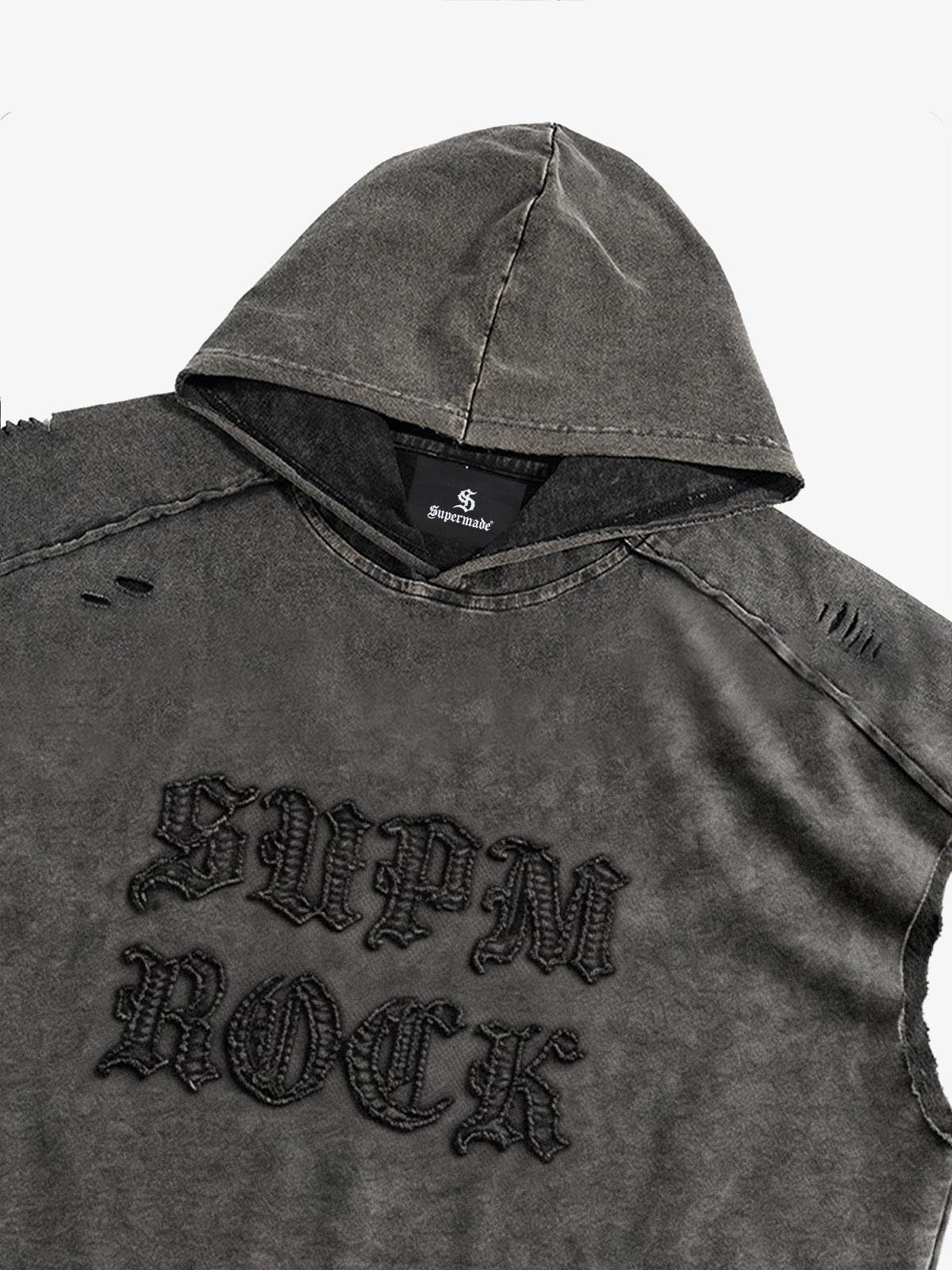 Distressed Washed Sleeveless Hoodie - Image 9