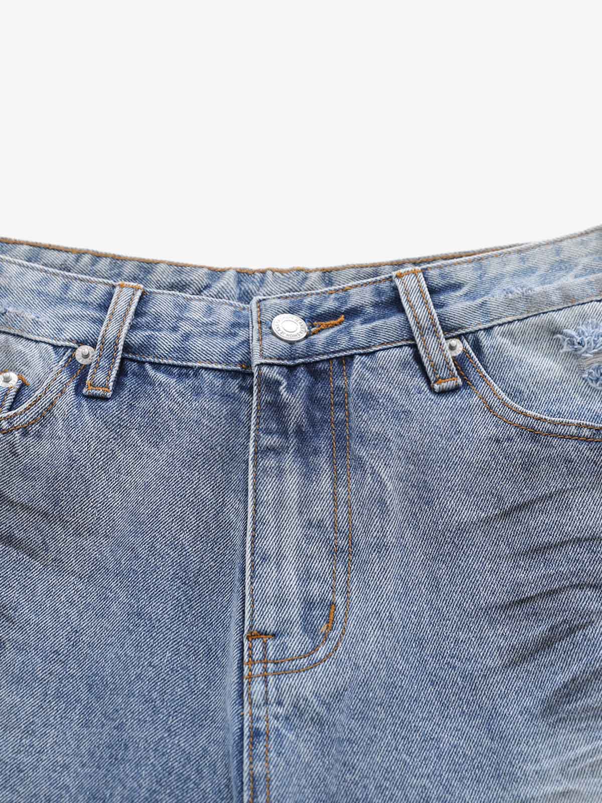 Distressed Wide-Leg Denim Shorts - Image 3