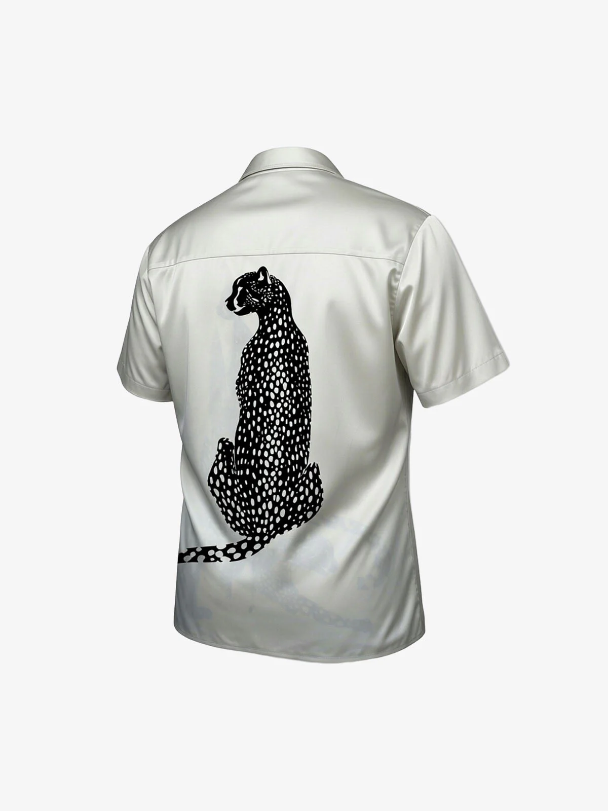 Double Cheetah Graphic Satin Cuban Shirt - Image 6