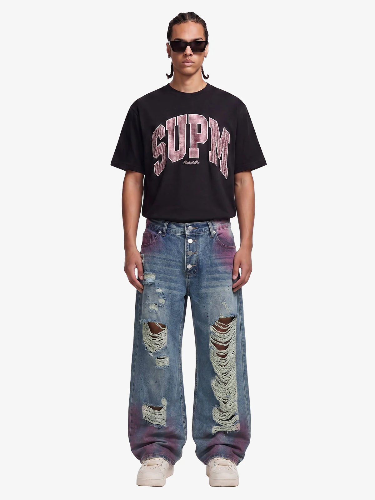 Double-Waist Distressed Wide-Leg Jeans - Image 3