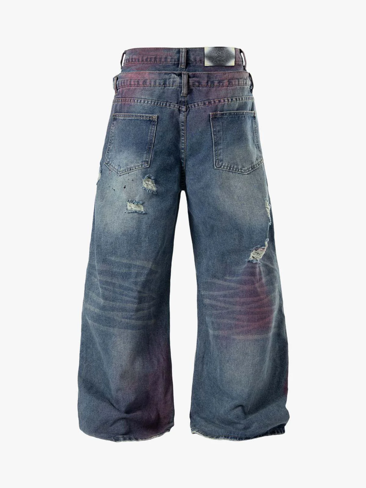 Double-Waist Distressed Wide-Leg Jeans - Image 6