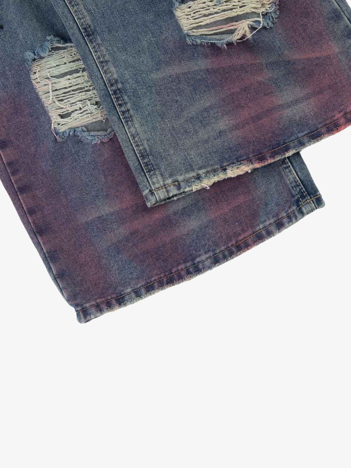 Double-Waist Distressed Wide-Leg Jeans - Image 9