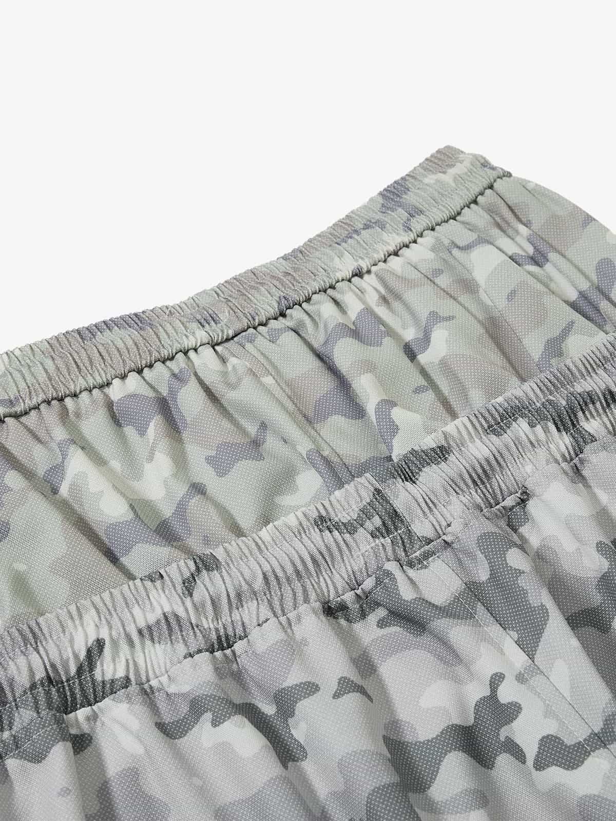 Double Waistband Elastic Waist Camo Side Panel Wide Leg Pants - Image 4