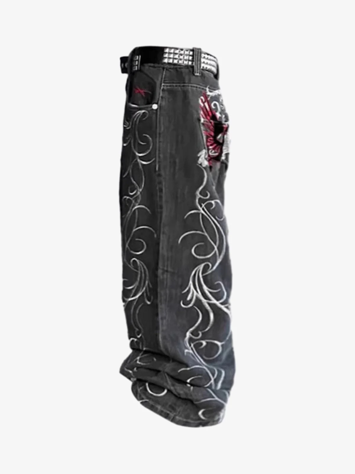 Dragon Embroidery Gothic Wide Leg Jeans - Image 7