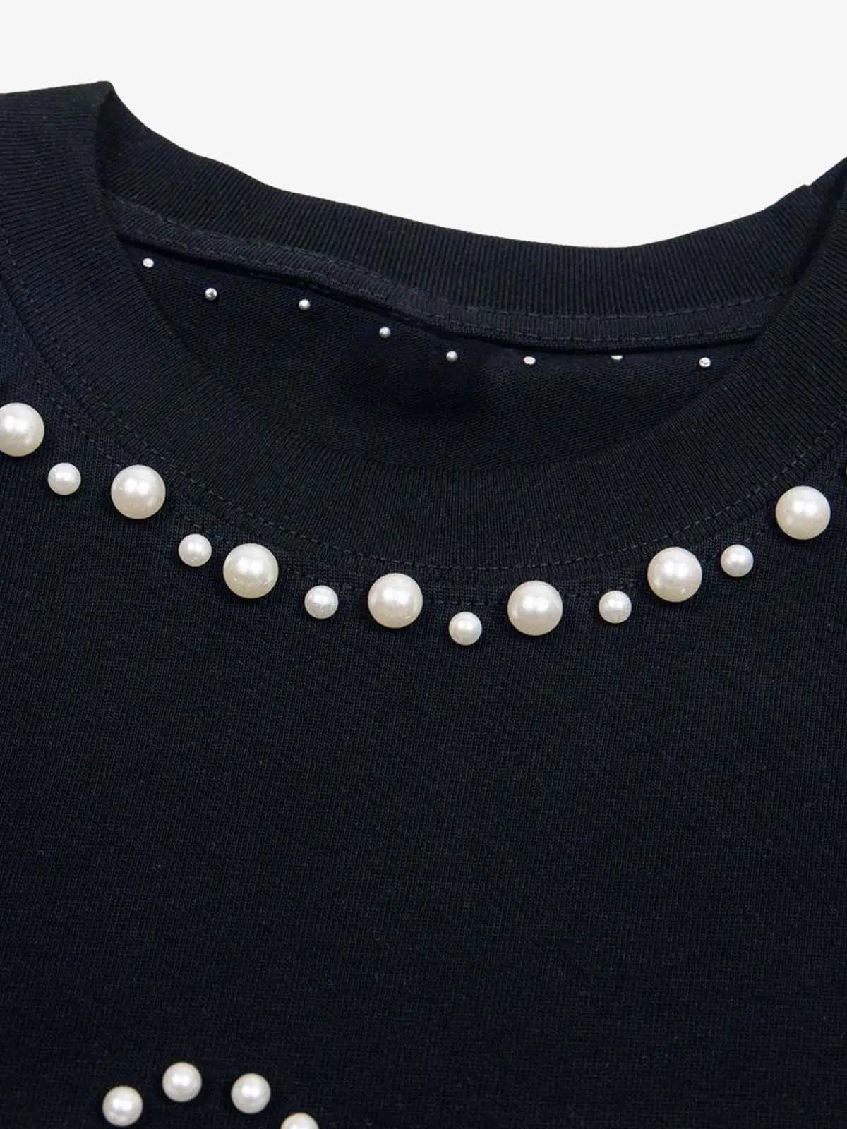 Elegant Pearl-Embellished Oversized T-Shirt - Image 13
