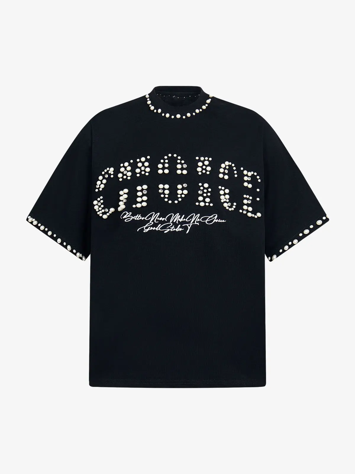 Elegant Pearl-Embellished Oversized T-Shirt - Image 5