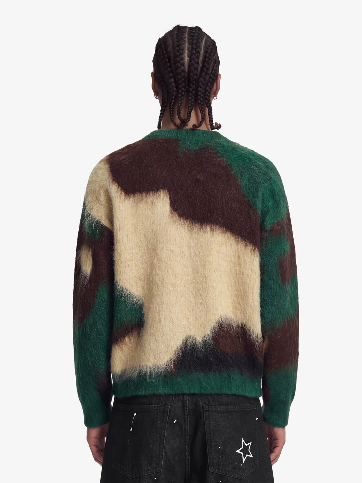 Embroidered Camouflage Shaggy Knitted Sweater - Image 3