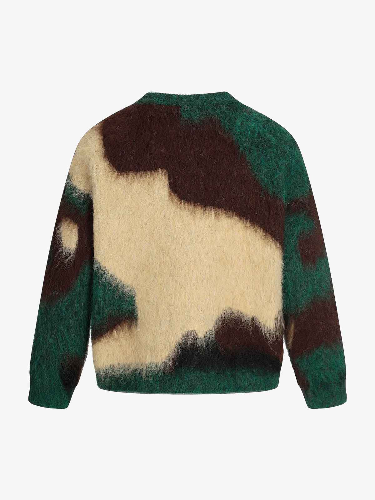 Embroidered Camouflage Shaggy Knitted Sweater - Image 6