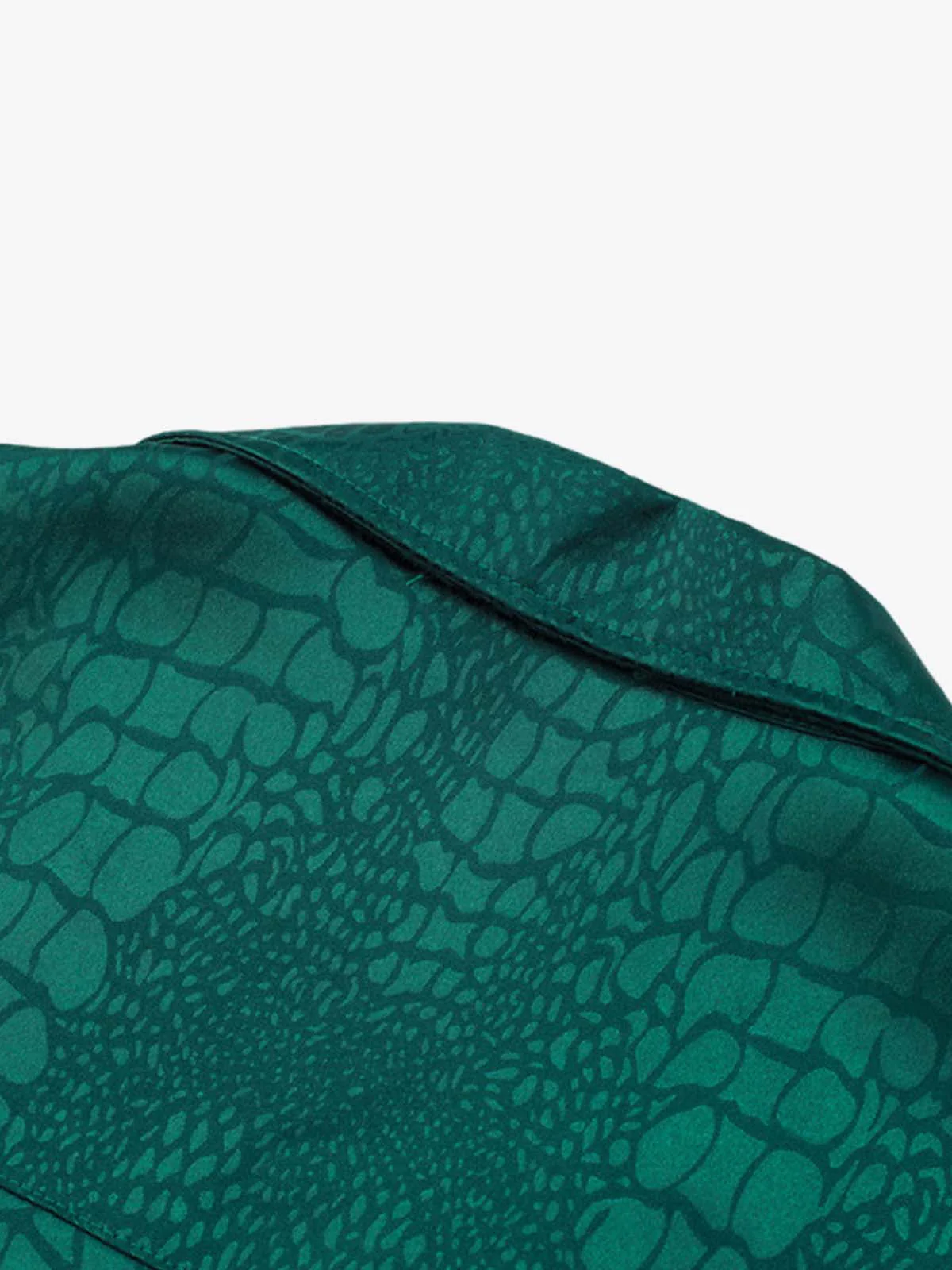 Emerald Crocodile Satin Cuban Shirt - Image 8