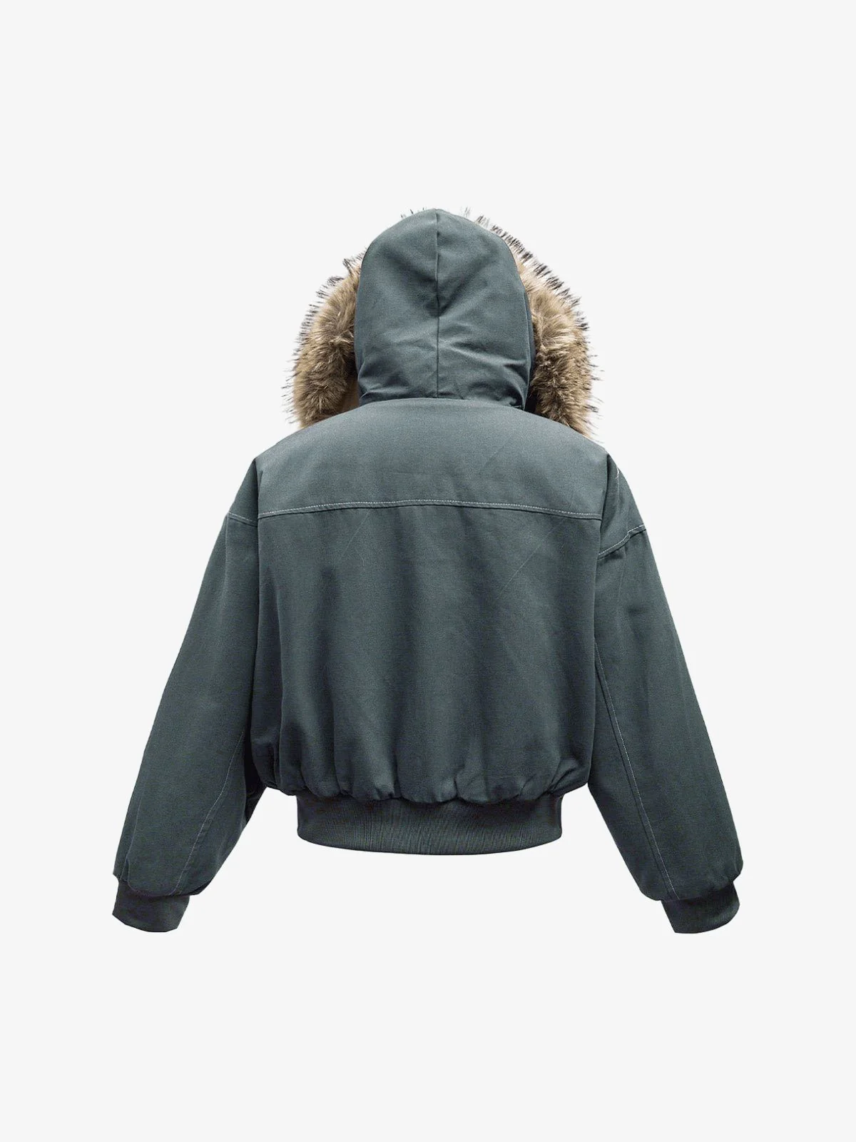 Faux Fur Lined Zip Up Winter Hooded Bomber Jacket - 2560 - Image 14