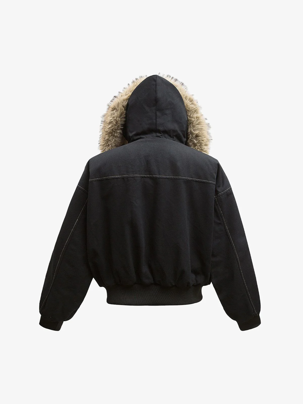 Faux Fur Lined Zip Up Winter Hooded Bomber Jacket - 2560 - Image 15