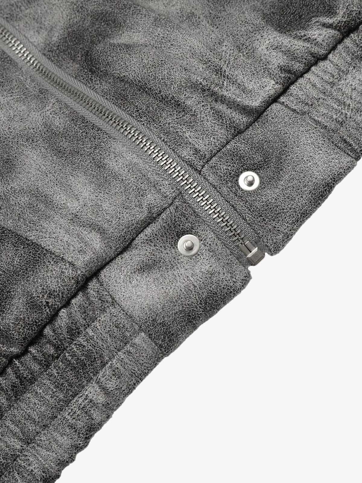 Faux Suede Vintage Wash Fur Hood Padded Jacket - 2553 - Image 10