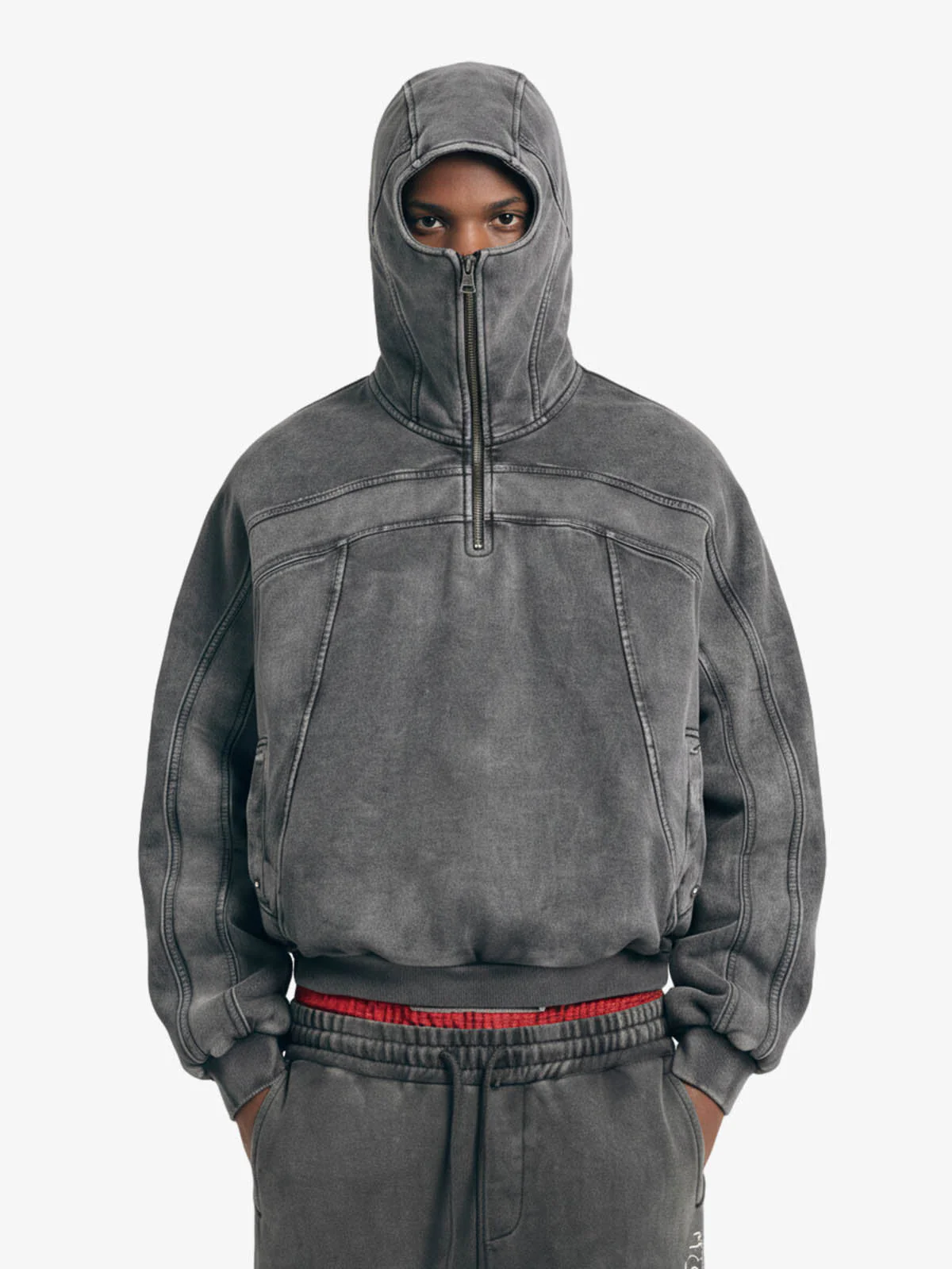 Fleece Retro Zipper Eye-Hood Design Hooded Jacket - 2489