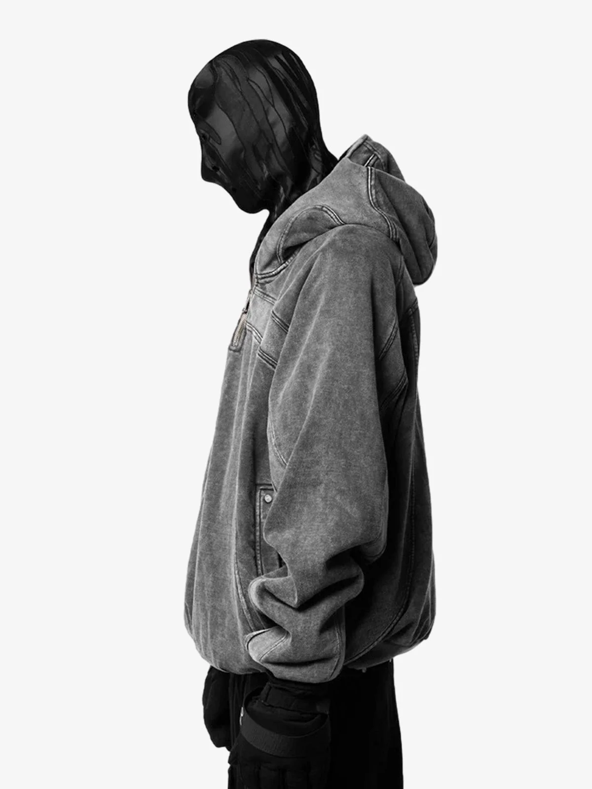 Fleece Retro Zipper Eye-Hood Design Hooded Jacket - 2489 - Image 11