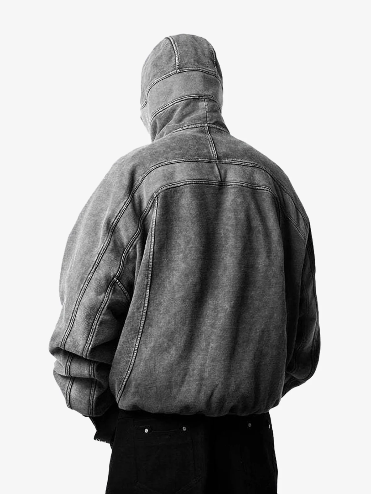 Fleece Retro Zipper Eye-Hood Design Hooded Jacket - 2489 - Image 12