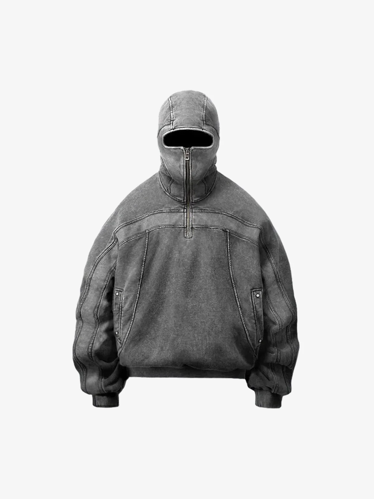 Fleece Retro Zipper Eye-Hood Design Hooded Jacket - 2489 - Image 15