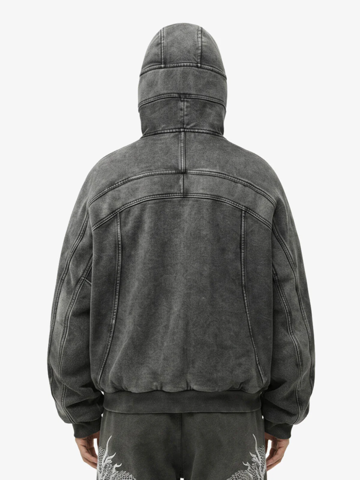 Fleece Retro Zipper Eye-Hood Design Hooded Jacket - 2489 - Image 5