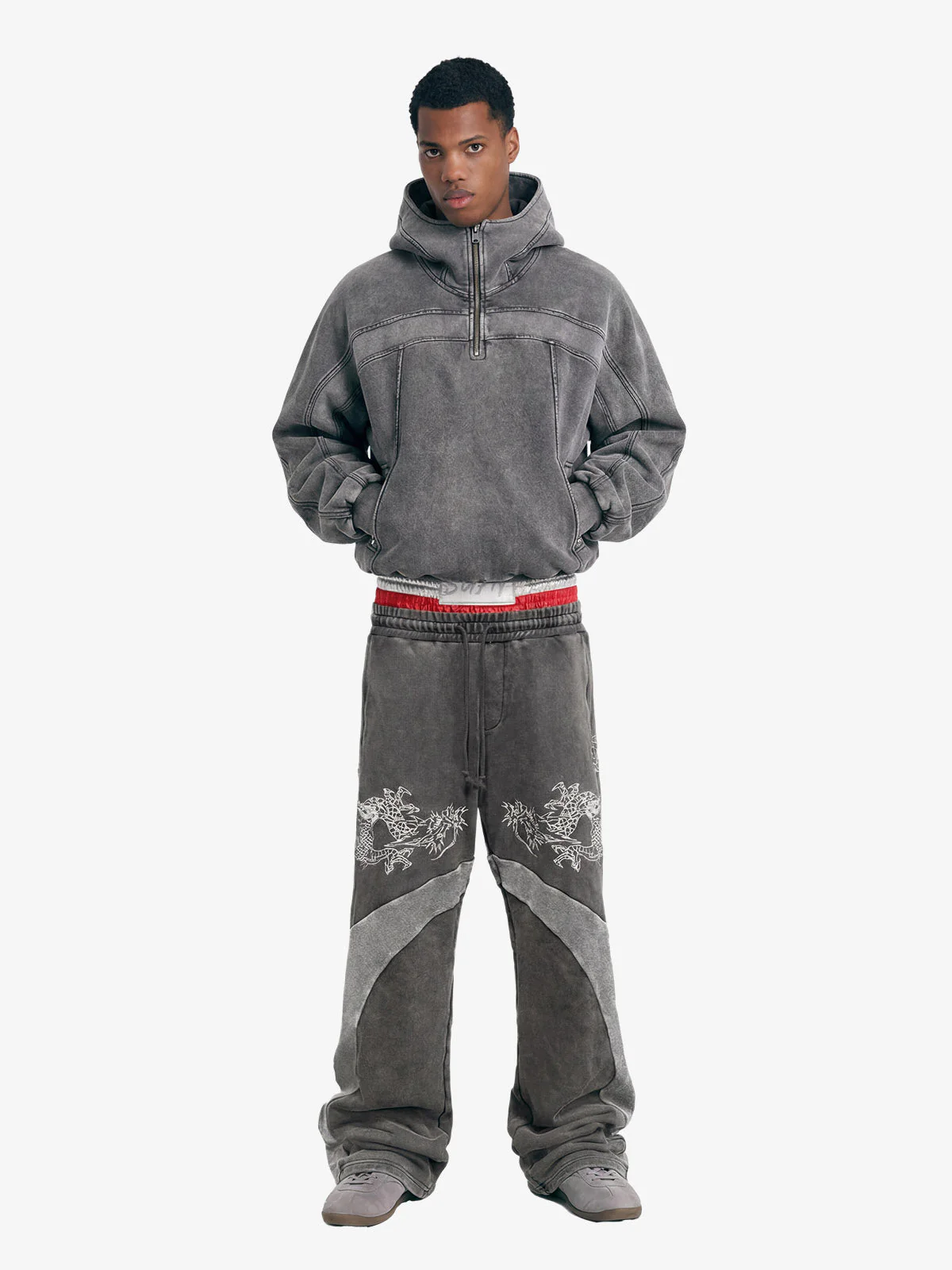 Fleece Retro Zipper Eye-Hood Design Hooded Jacket - 2489 - Image 6