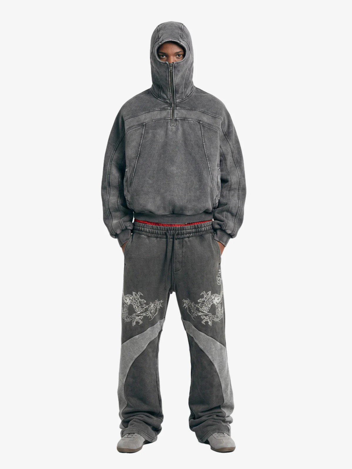Fleece Retro Zipper Eye-Hood Design Hooded Jacket - 2489 - Image 7