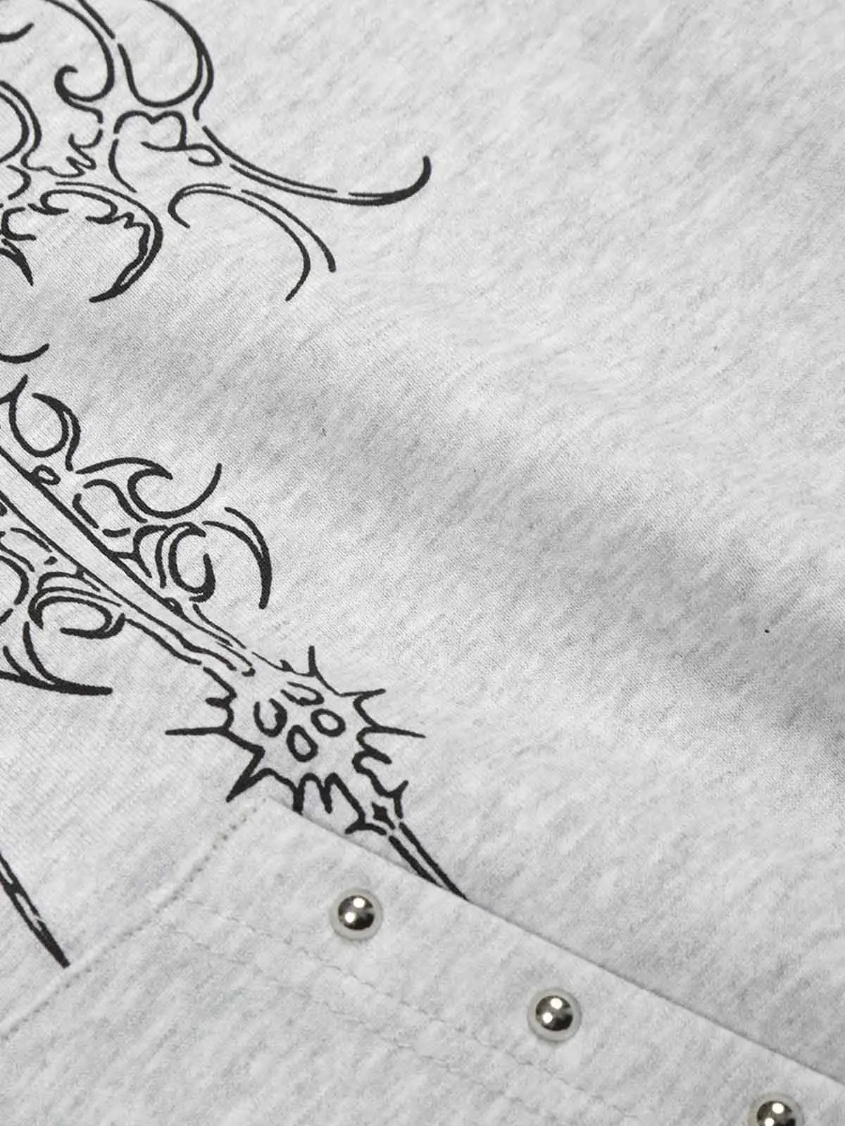 Floral Line Art Studded Pocket Hoodie - Image 7