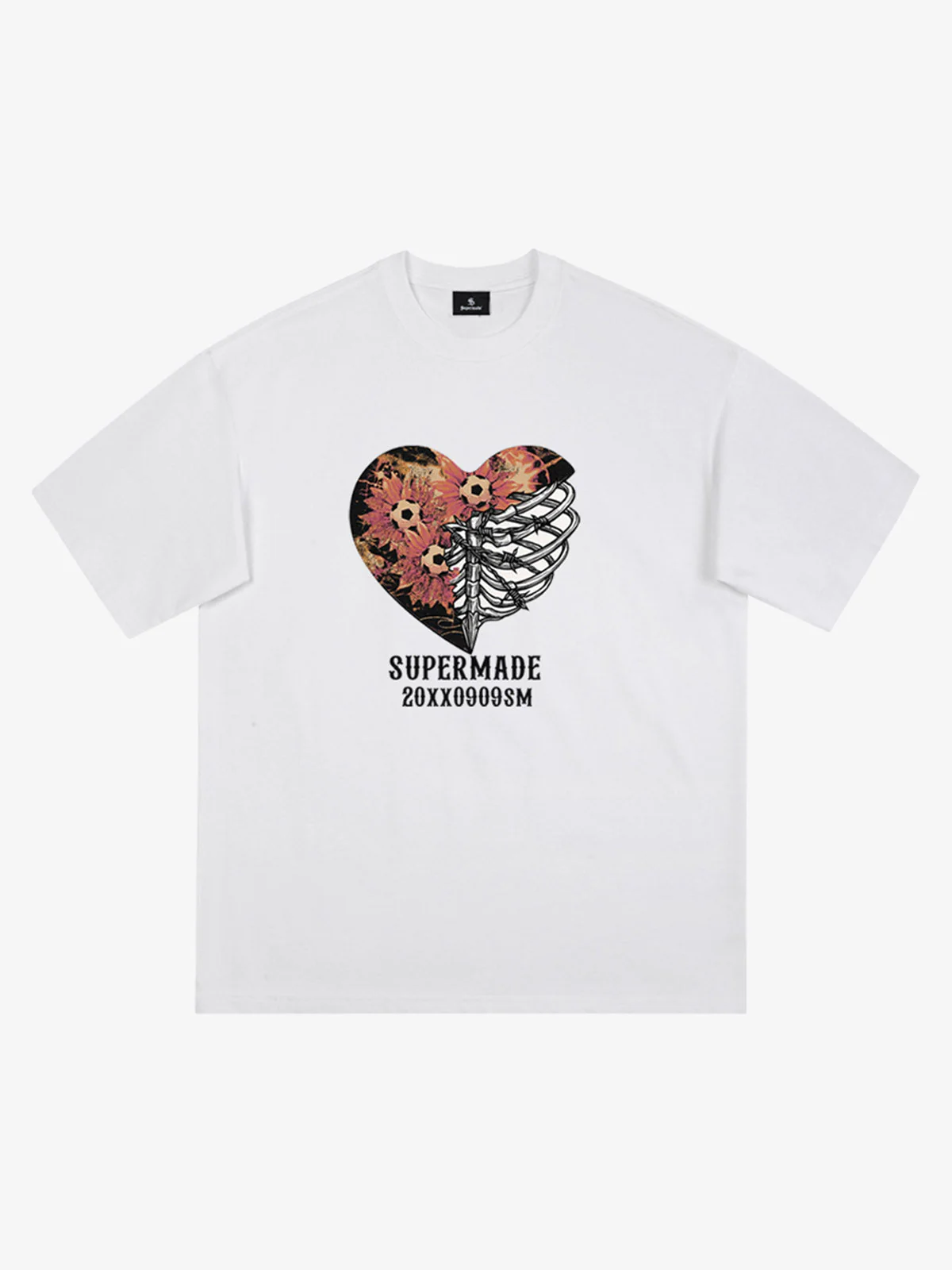 Floral Skeleton Heart Soccer Graphic T-Shirt - Image 2