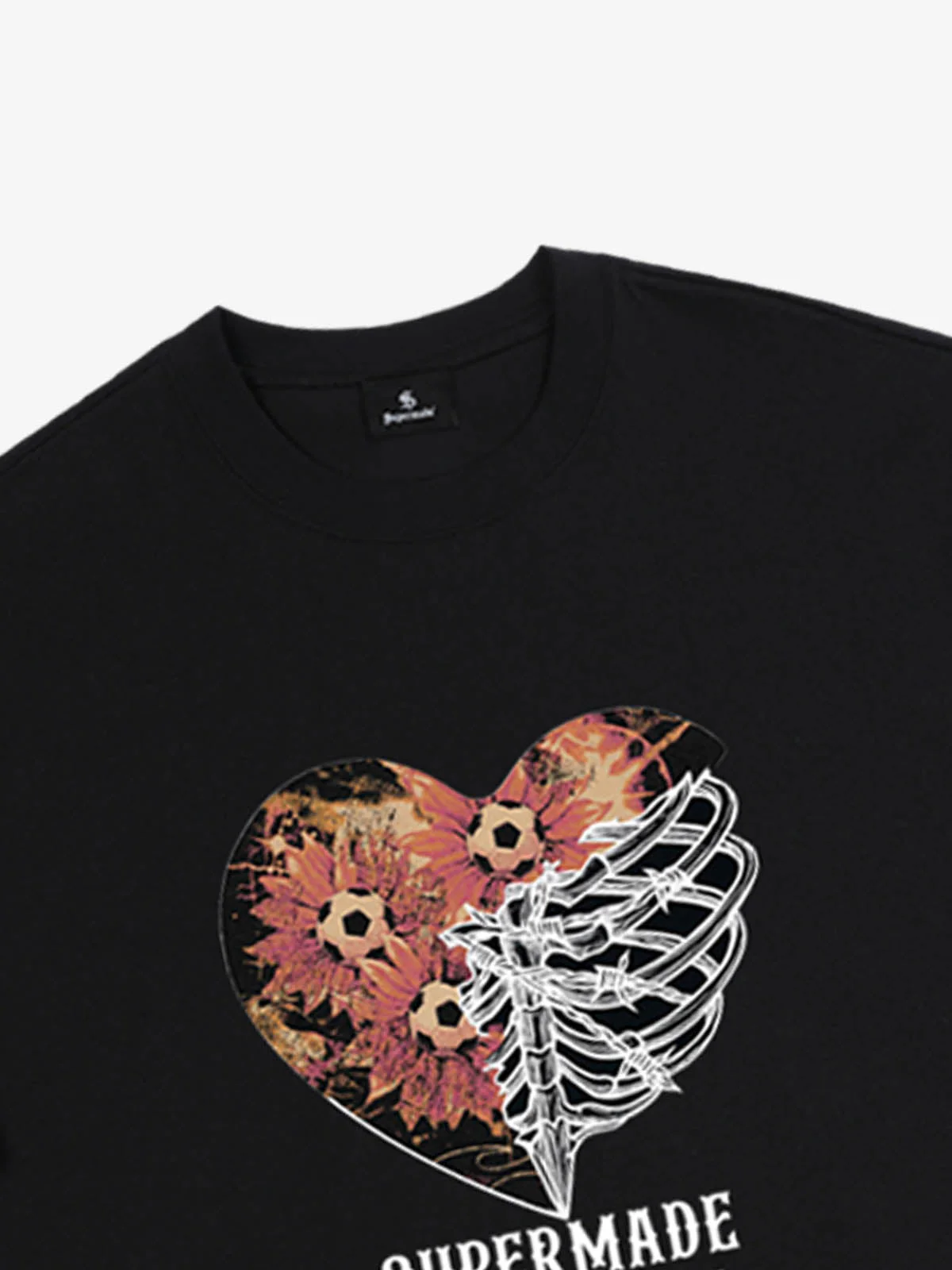 Floral Skeleton Heart Soccer Graphic T-Shirt - Image 5