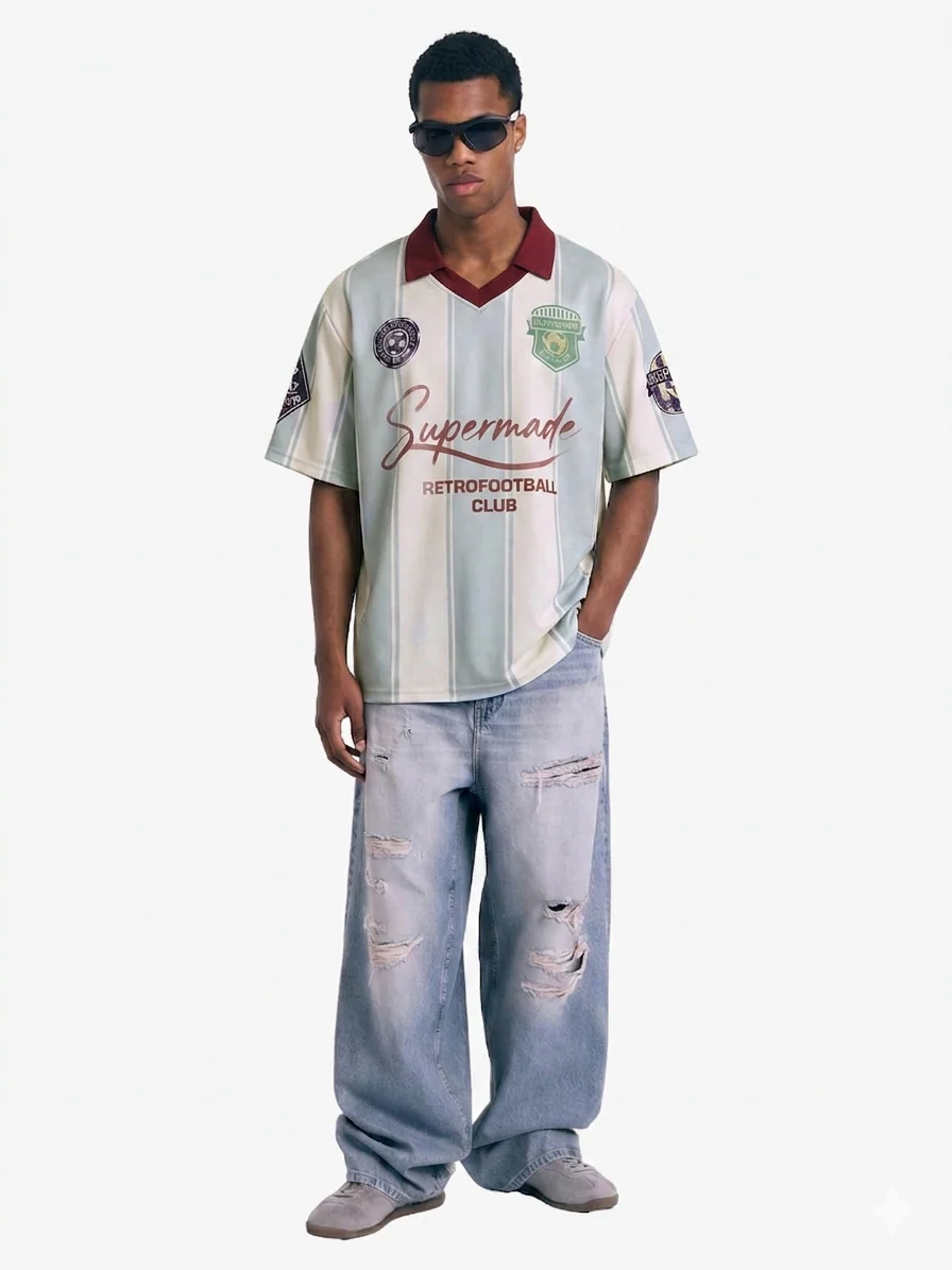 Forever Retro Football Club Striped Jersey - Image 4