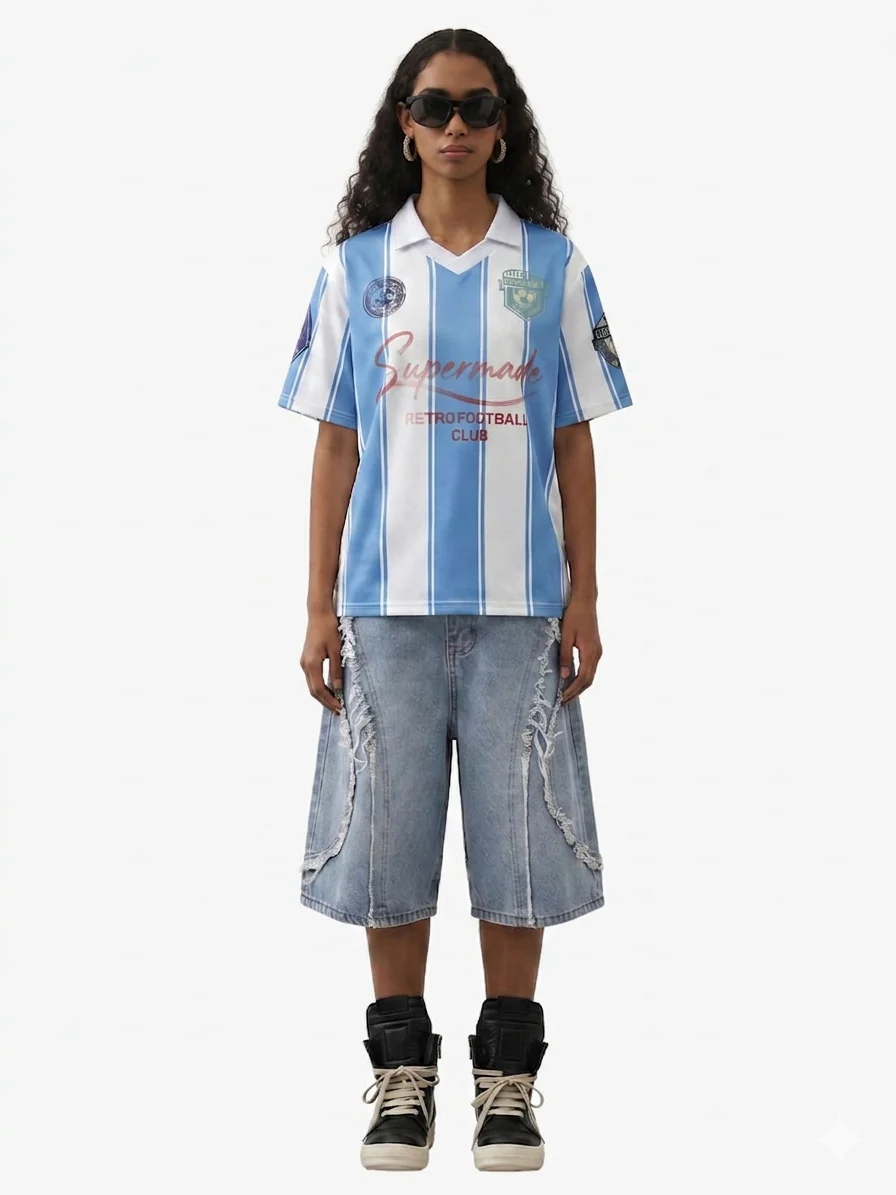 Forever Retro Football Club Striped Jersey - Image 5