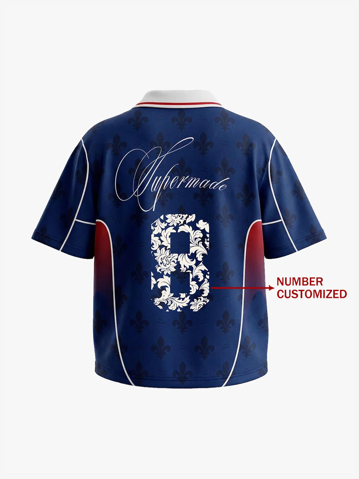 French Style Fleur-de-Lis Print Patchwork Custom Jersey Set - 2623 - Image 3