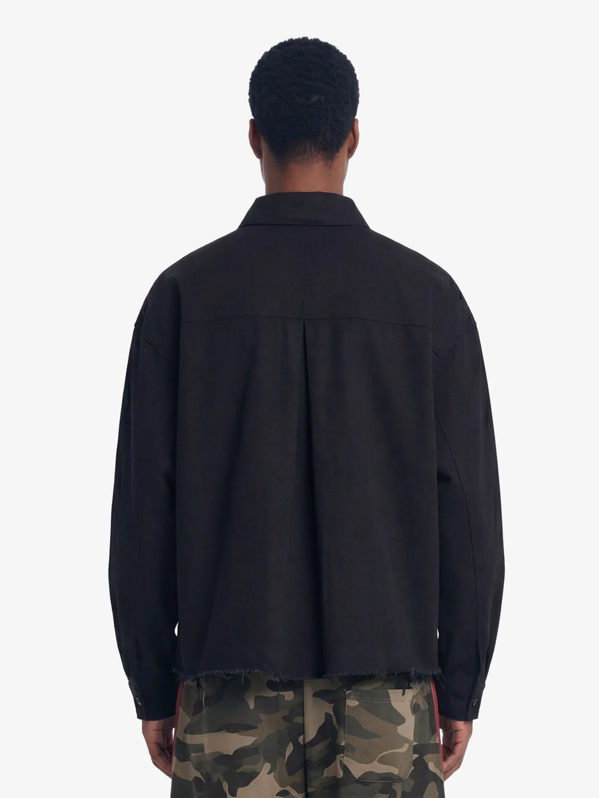 Fun Distressed Raw-Edge Printed Long-Sleeved Shirt - Image 3