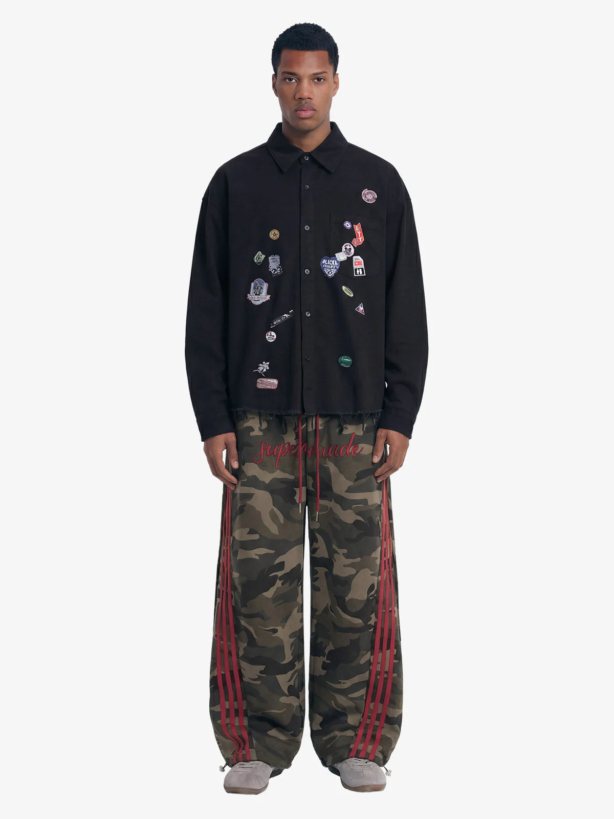 Fun Distressed Raw-Edge Printed Long-Sleeved Shirt - Image 4