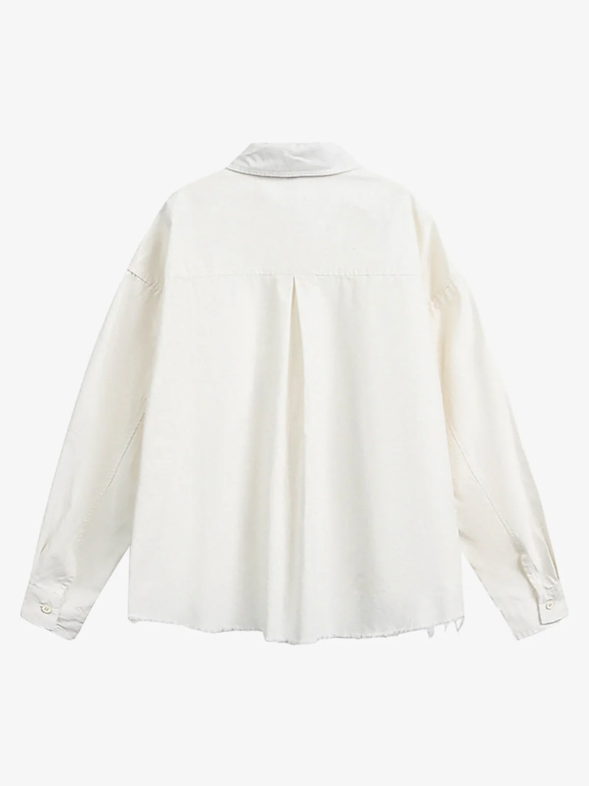 Fun Distressed Raw-Edge Printed Long-Sleeved Shirt - Image 8