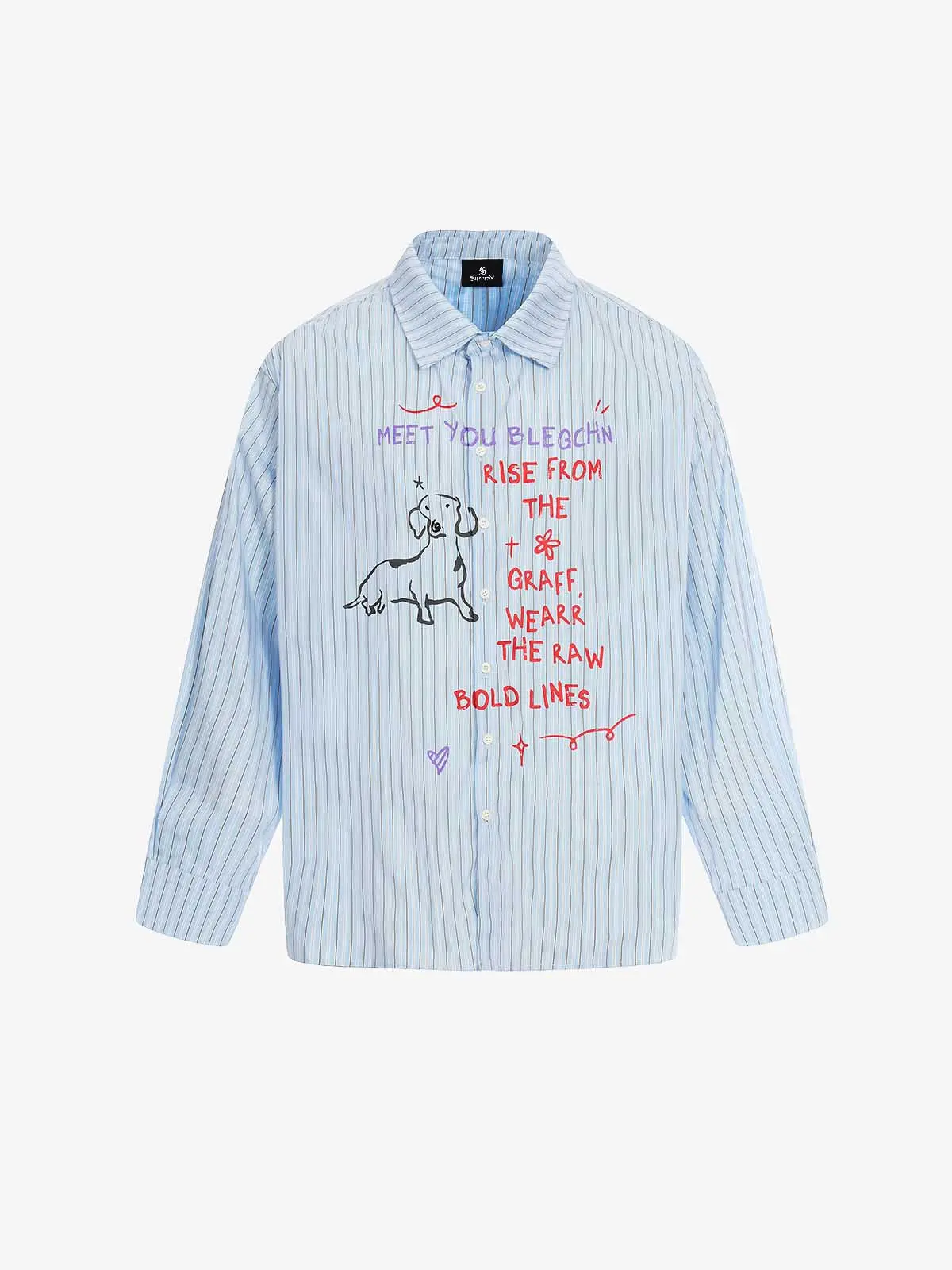 Fun Graffiti Striped Graphic Button-Up Shirt - Image 4