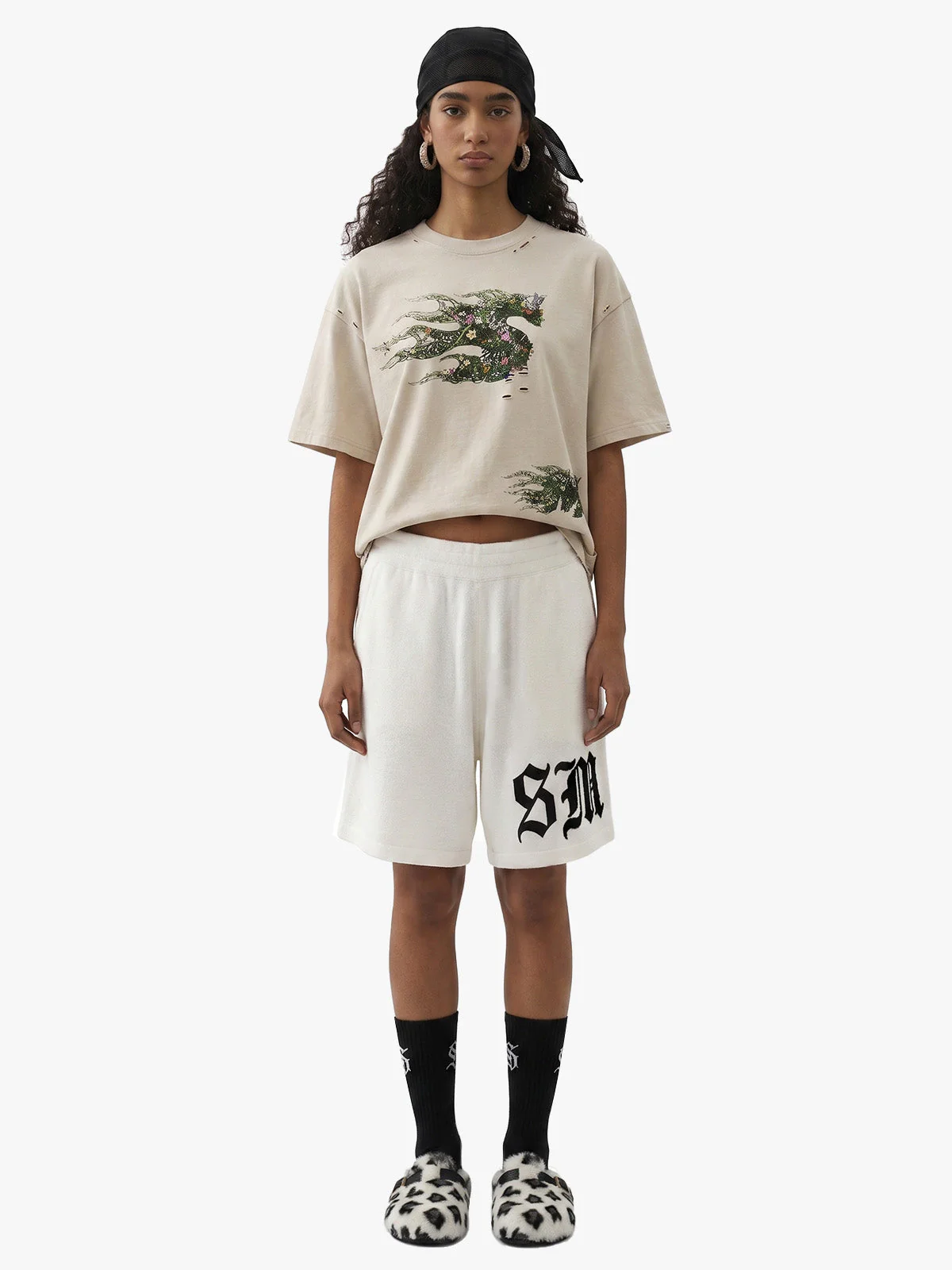 Gothic Chenille Oversized Street Shorts - Image 2
