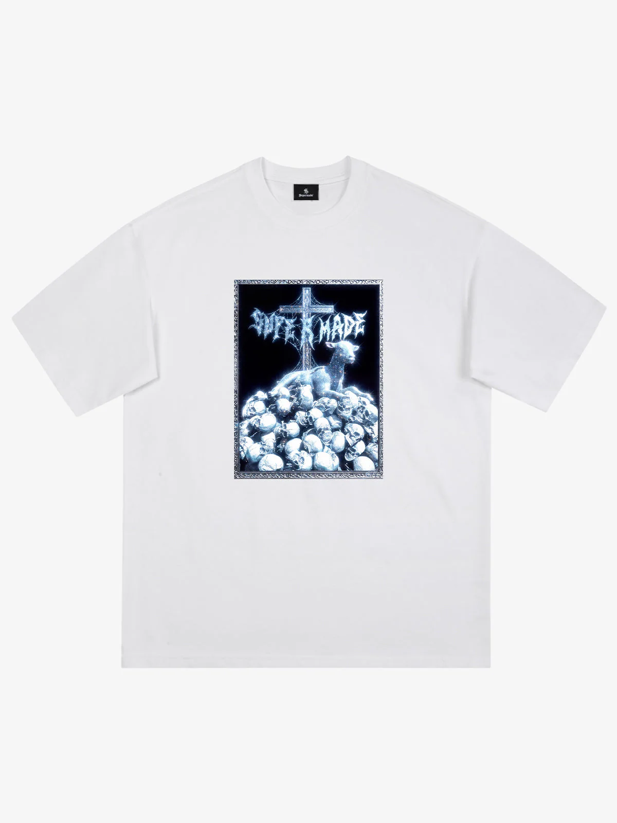 Gothic Cross Skull Graphic T-Shirt - Image 2