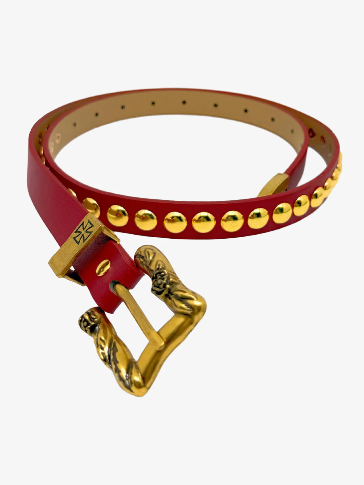 Gothic Cross Studded PU Leather Belt with Alloy Buckle - Image 2