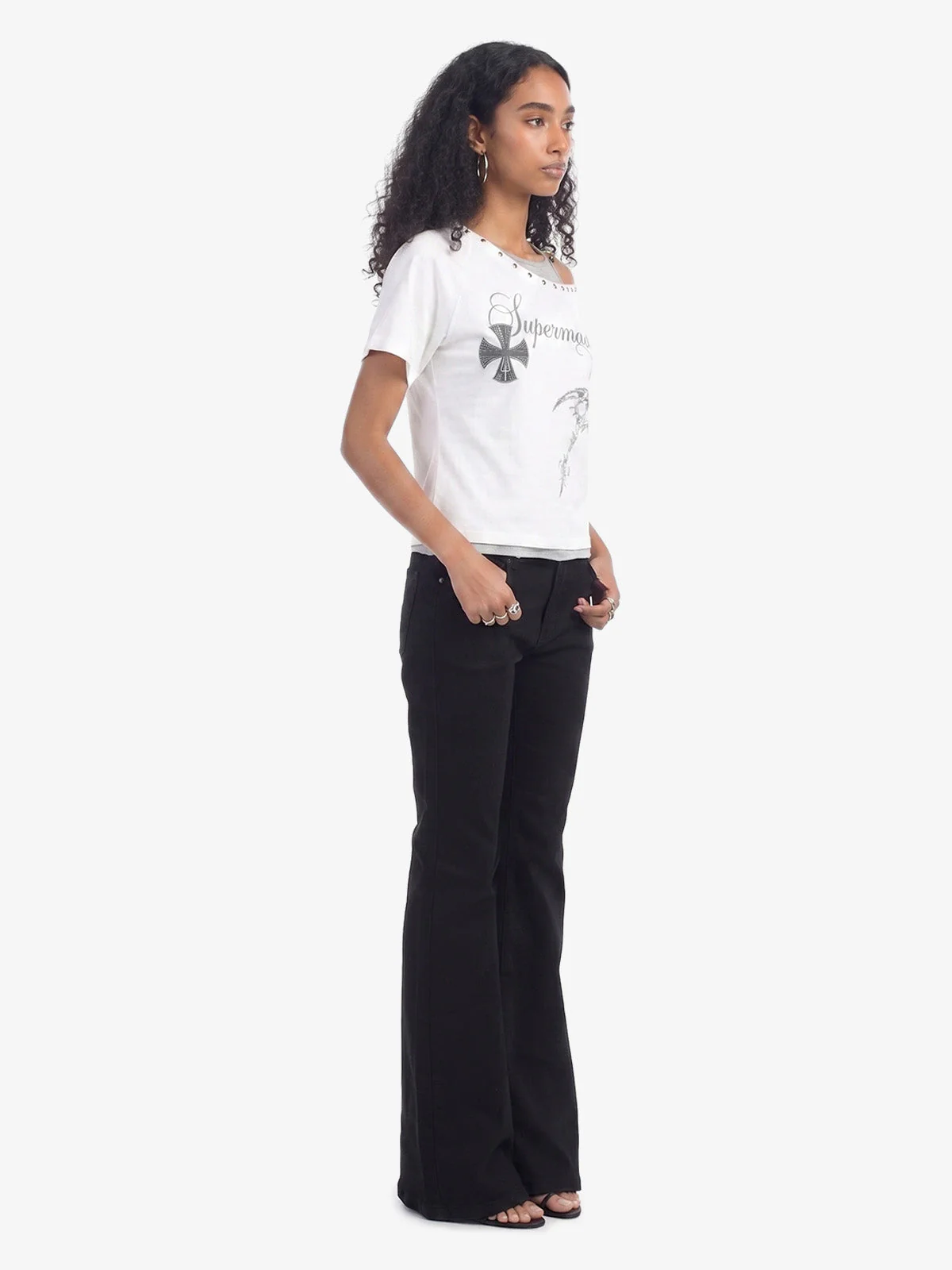 Gothic-Layered Grommet Strap T-Shirt - Image 5