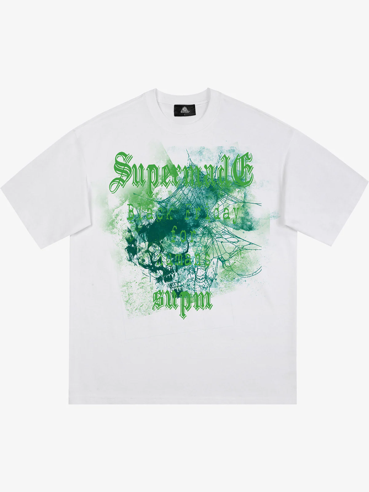 Gothic Skull Spiderweb Graphic T-Shirt - Image 3