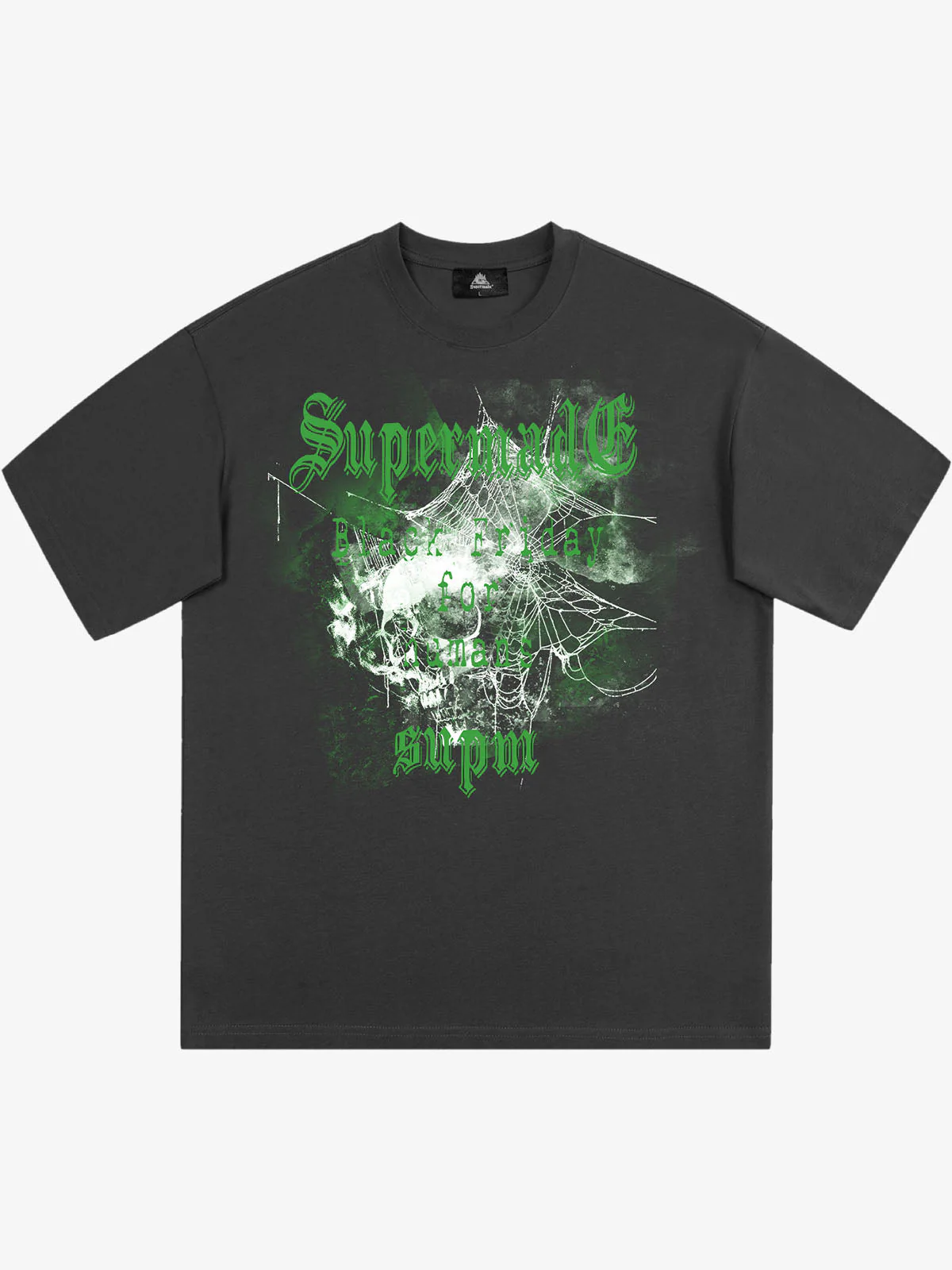 Gothic Skull Spiderweb Graphic T-Shirt - Image 4