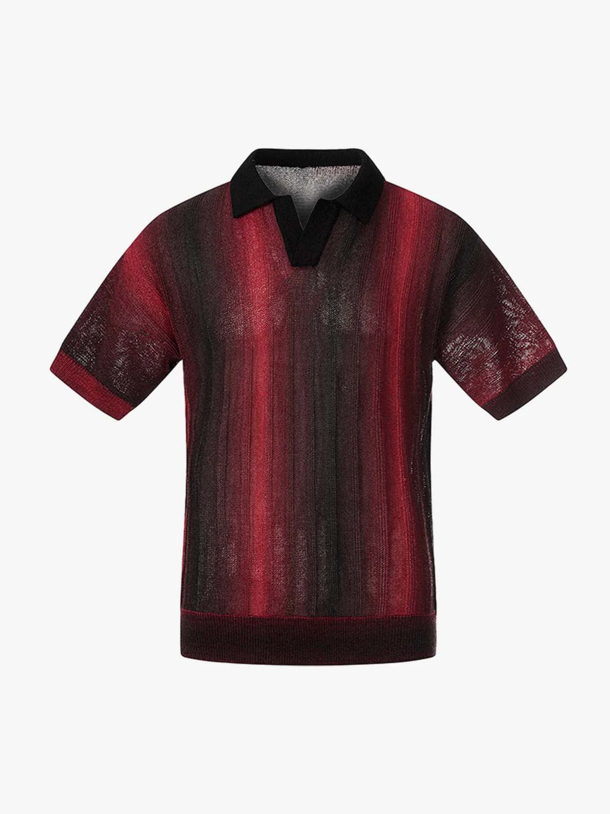 Gradient Textured Knit Polo Shirt - Image 2