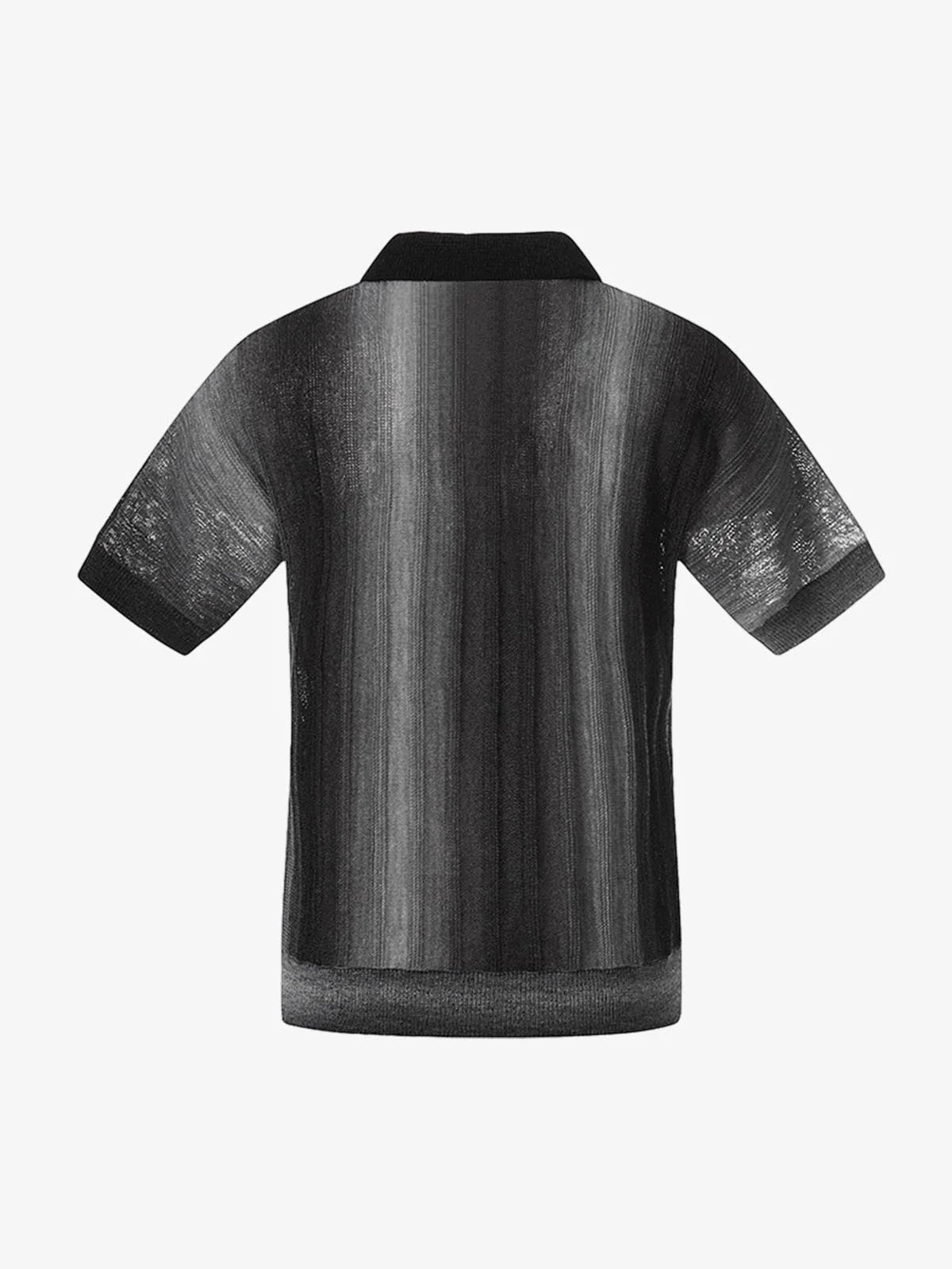 Gradient Textured Knit Polo Shirt - Image 3