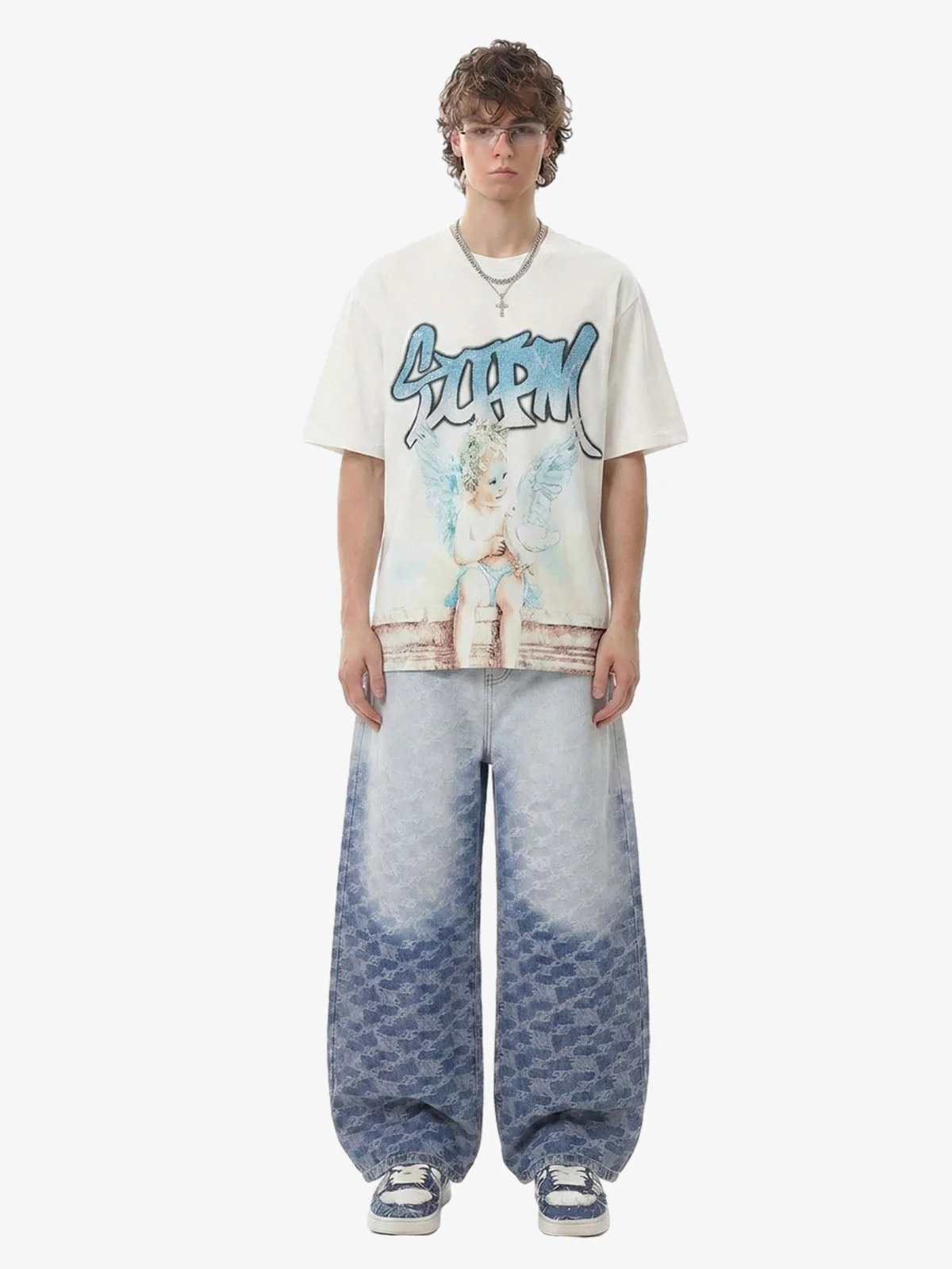 Gradient Wash Jacquard Denim Jeans - Image 3