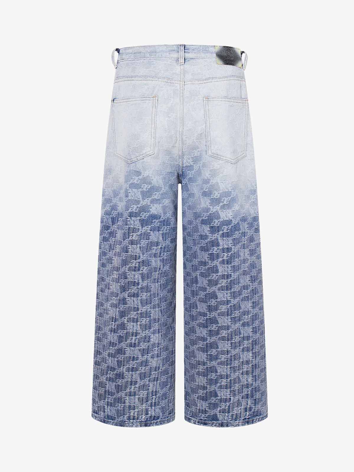 Gradient Wash Jacquard Denim Jeans - Image 5
