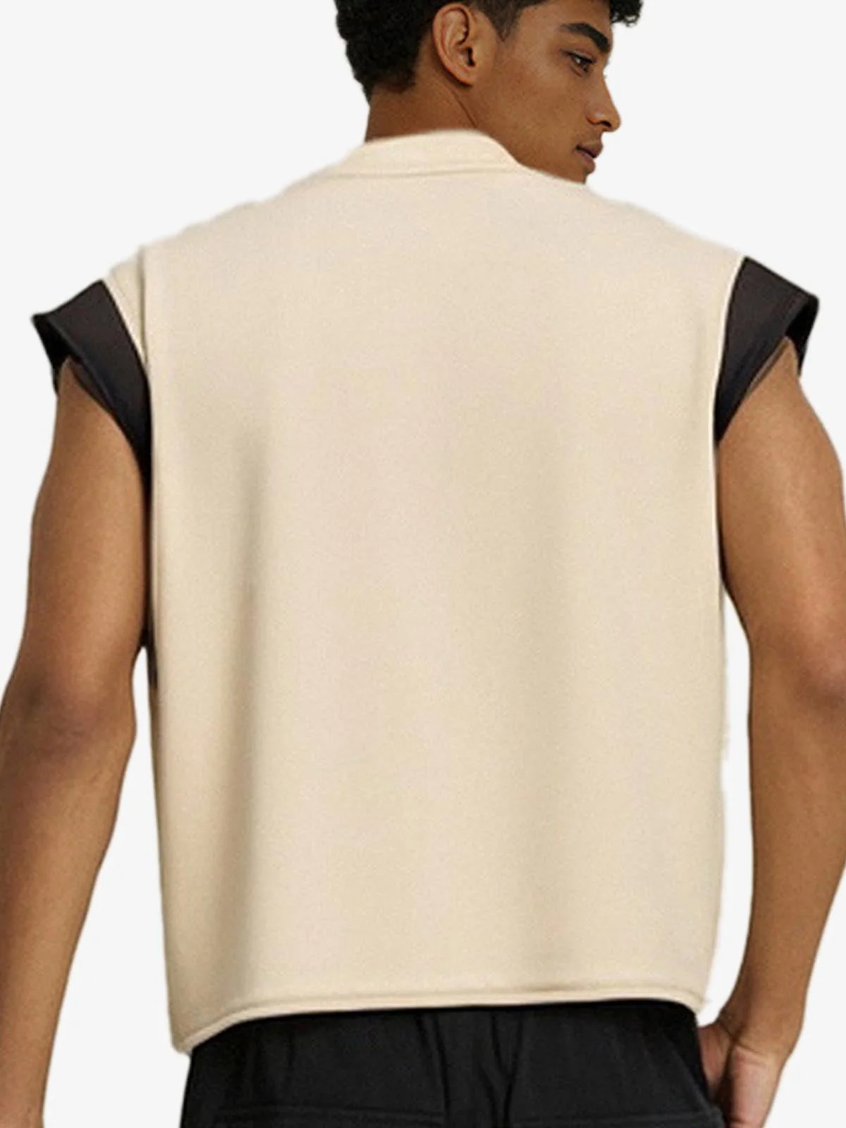 Graffiti Graphic Contrast Trim Raw Edge Sleeveless T-Shirt - Image 6