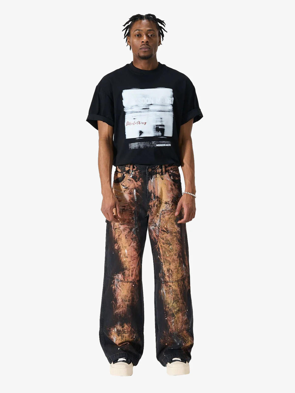 Graffiti Painted Cargo Denim Jeans - Image 2