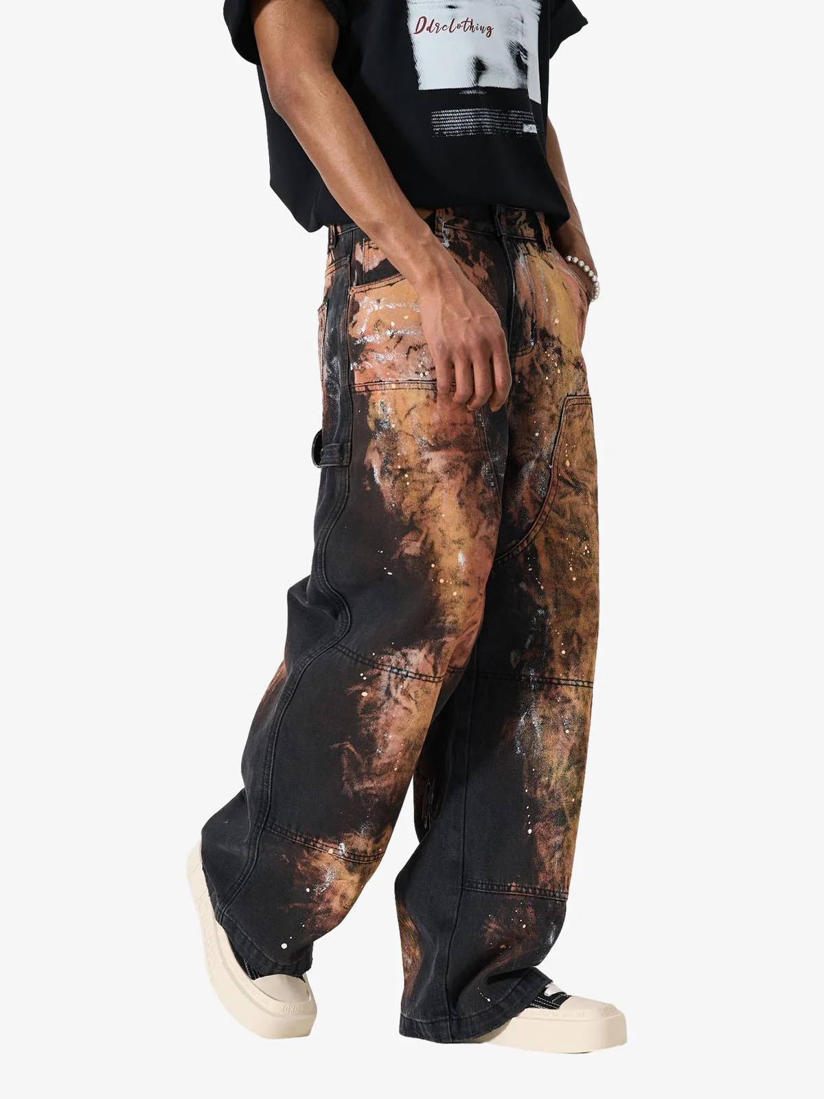 Graffiti Painted Cargo Denim Jeans - Image 3
