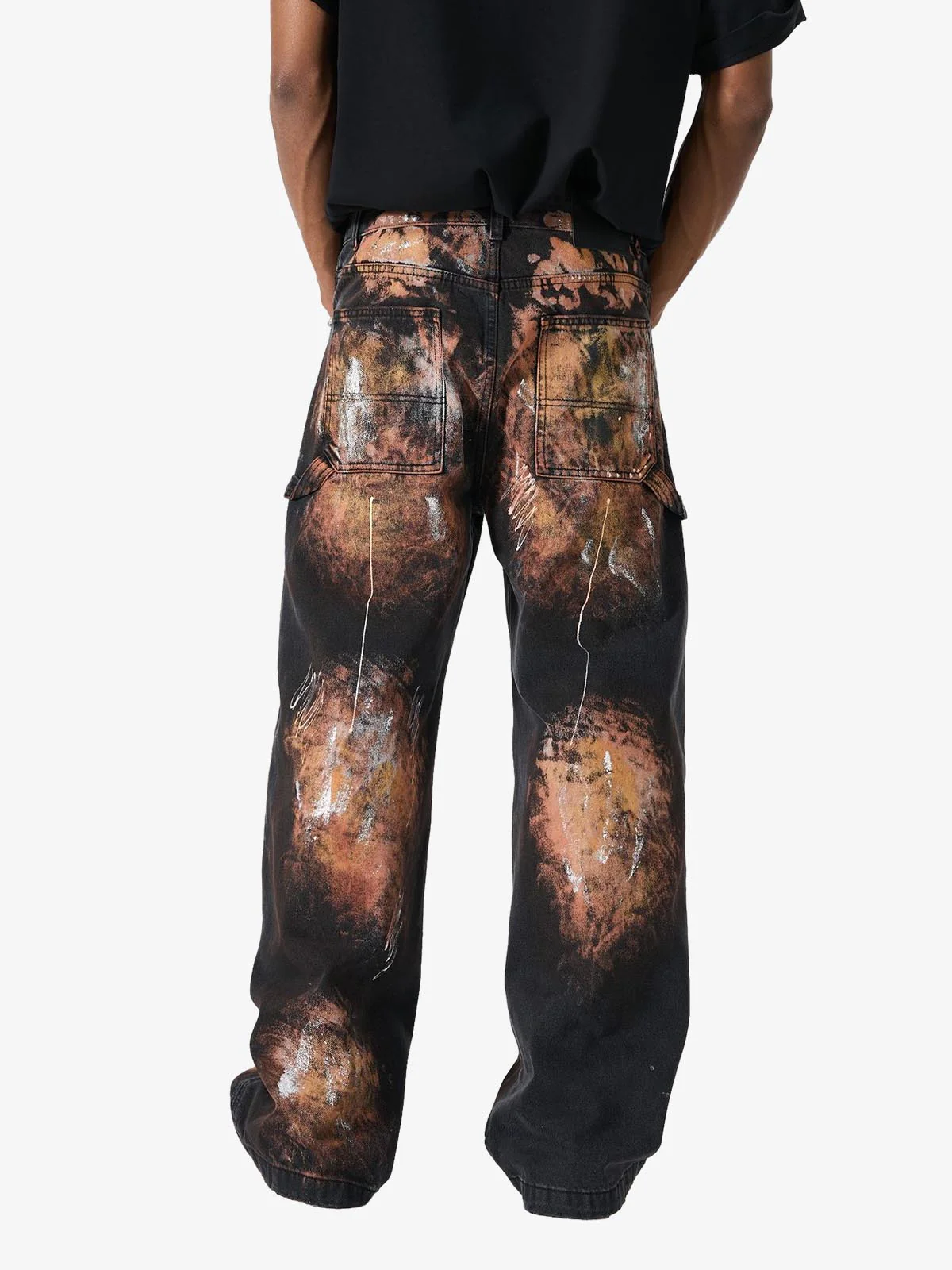 Graffiti Painted Cargo Denim Jeans - Image 5