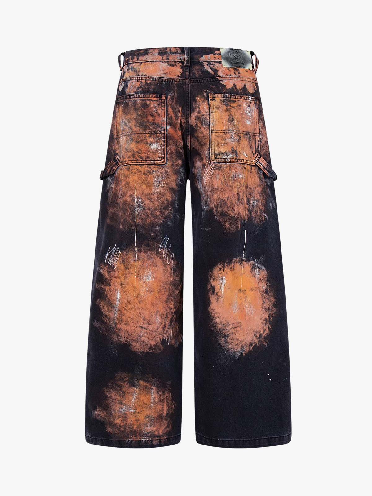 Graffiti Painted Cargo Denim Jeans - Image 6